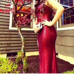 Strapless sequin gown